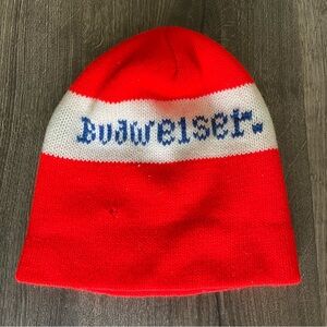 Vintage Budweiser Red and White Knit Hat